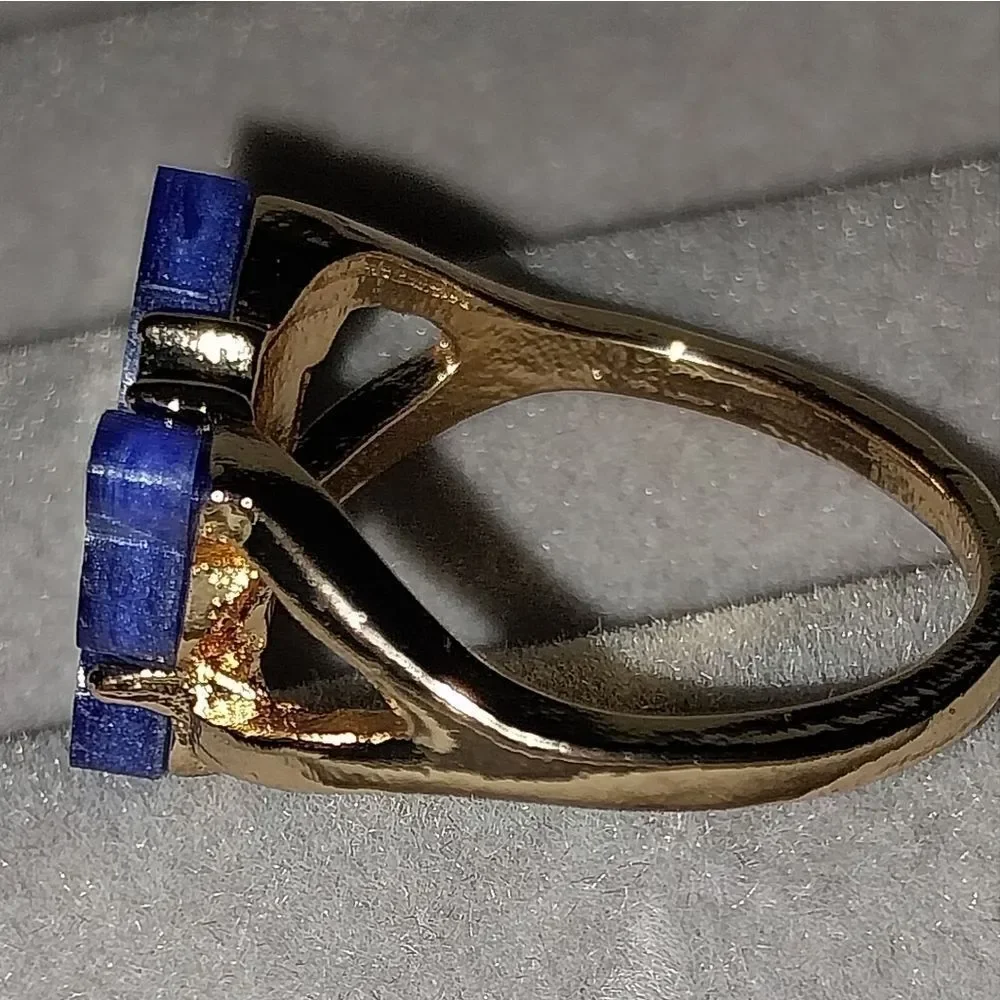 Elegant Deep Blue Butterfly Ring sz 7